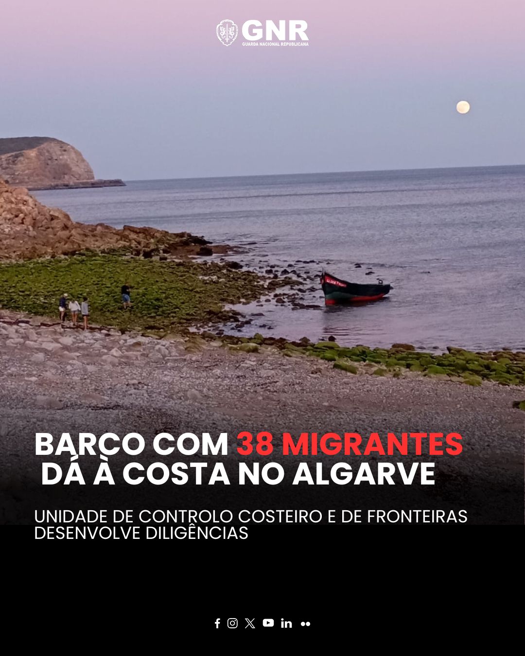 Vila do Bispo – GNR resgata 38 migrantes a bordo de embarcação