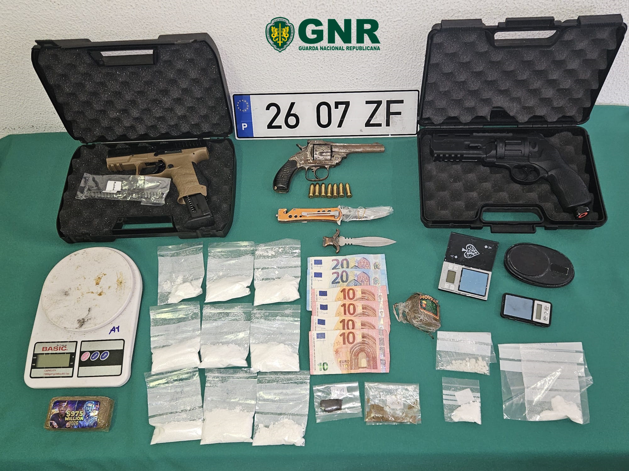 Alcobaça – Quatro detidos por tráfico de estupefacientes e posse de arma e munições proibidas