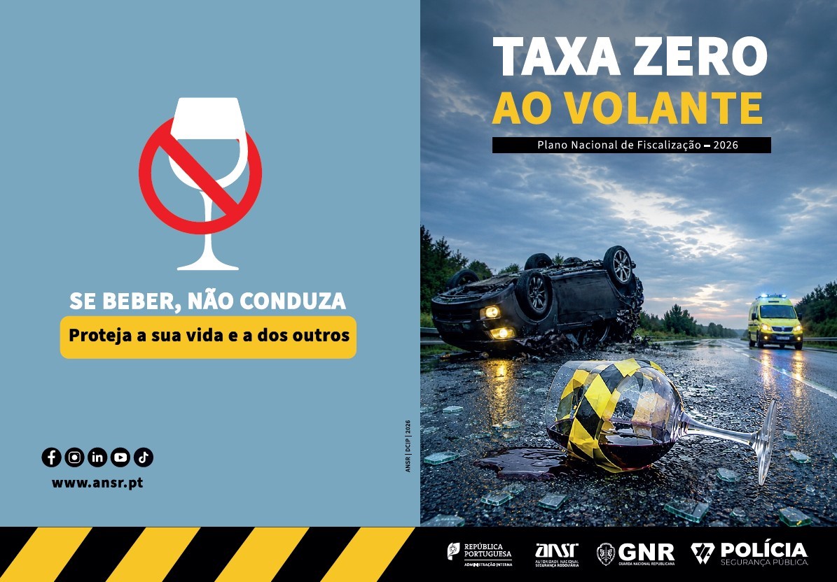ANSR, GNR e PSP lançam campanha de segurança rodoviária para prevenção da condução sob o efeito do álcool